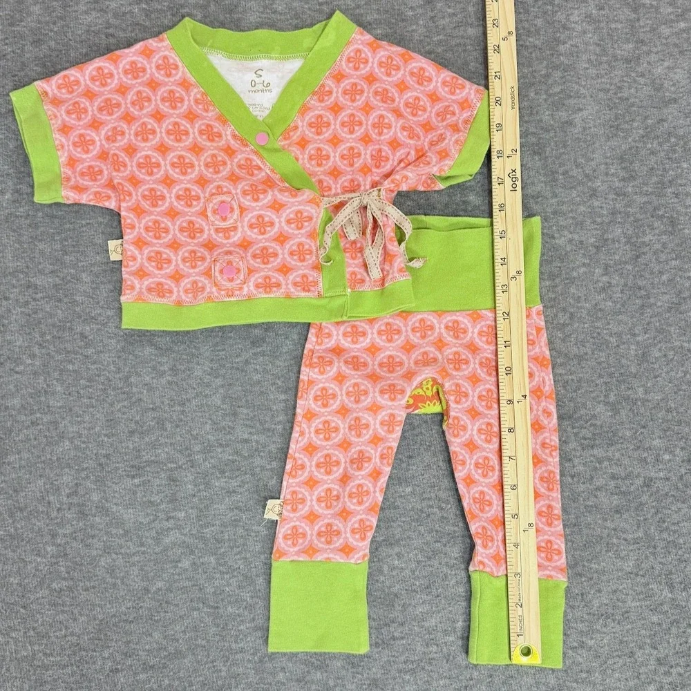 Lulolly Legs Boutique Organic Baby Knit Kimono Leggings Set Euro 0-6M Pink Green